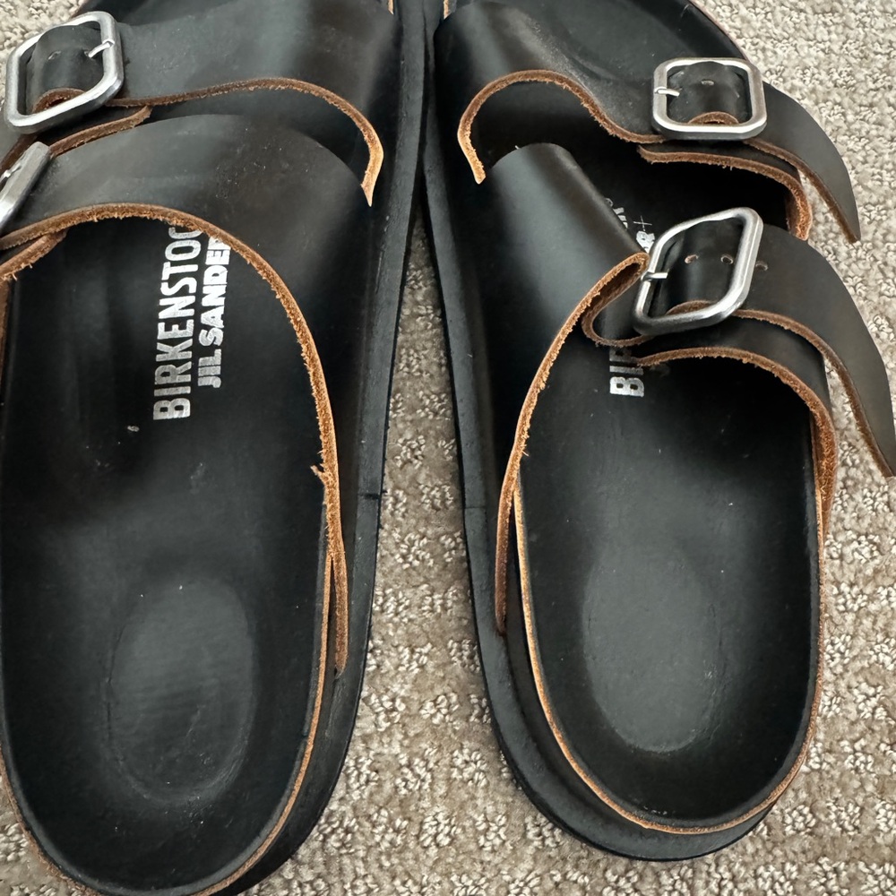 JIL SANDER BIRKENSTOCK Black and Brown Sandals 38 - Picture 2 of 5